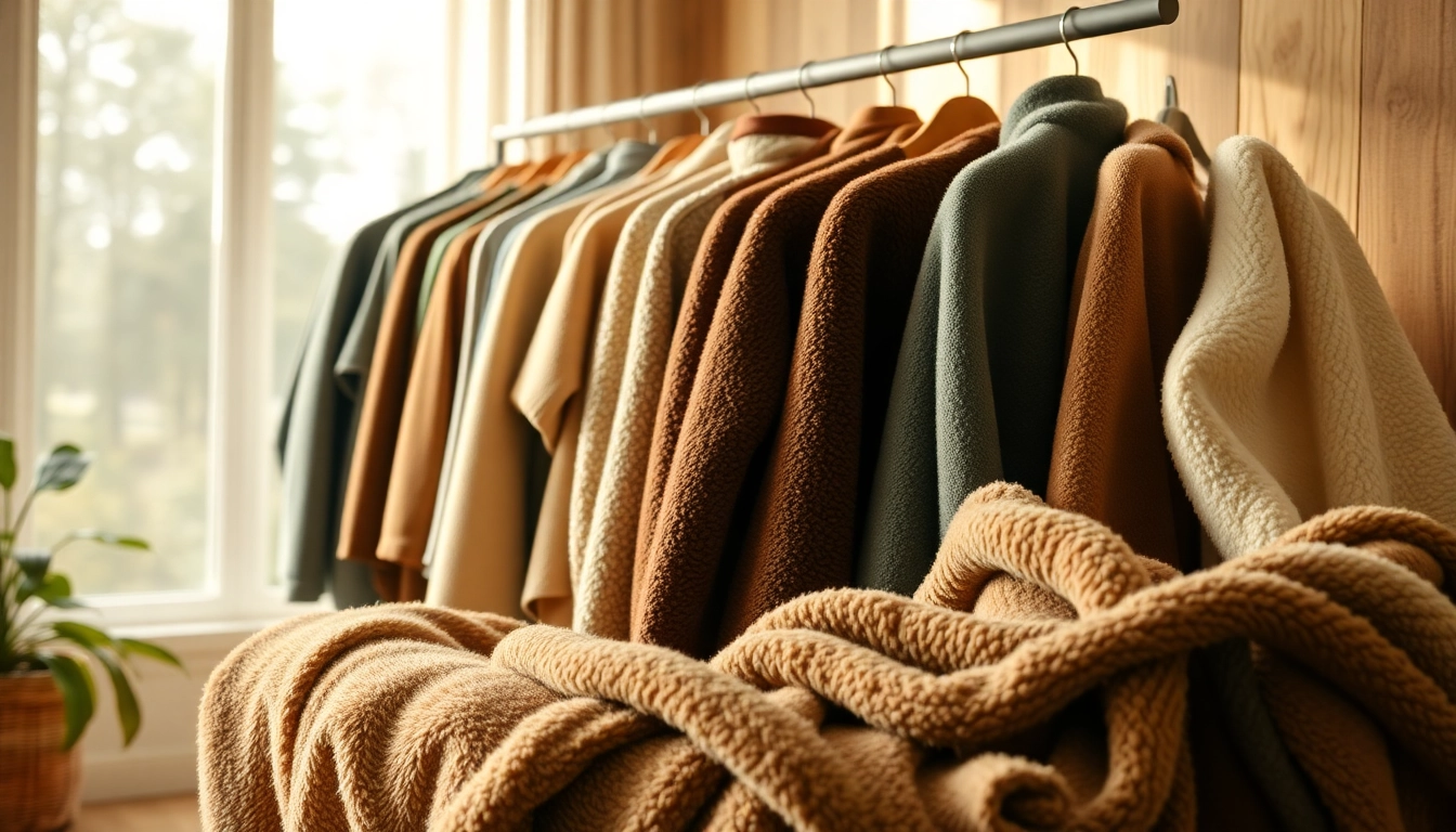 Fleece stoffen op een rustige achtergrond tonen texturen en kleuren.